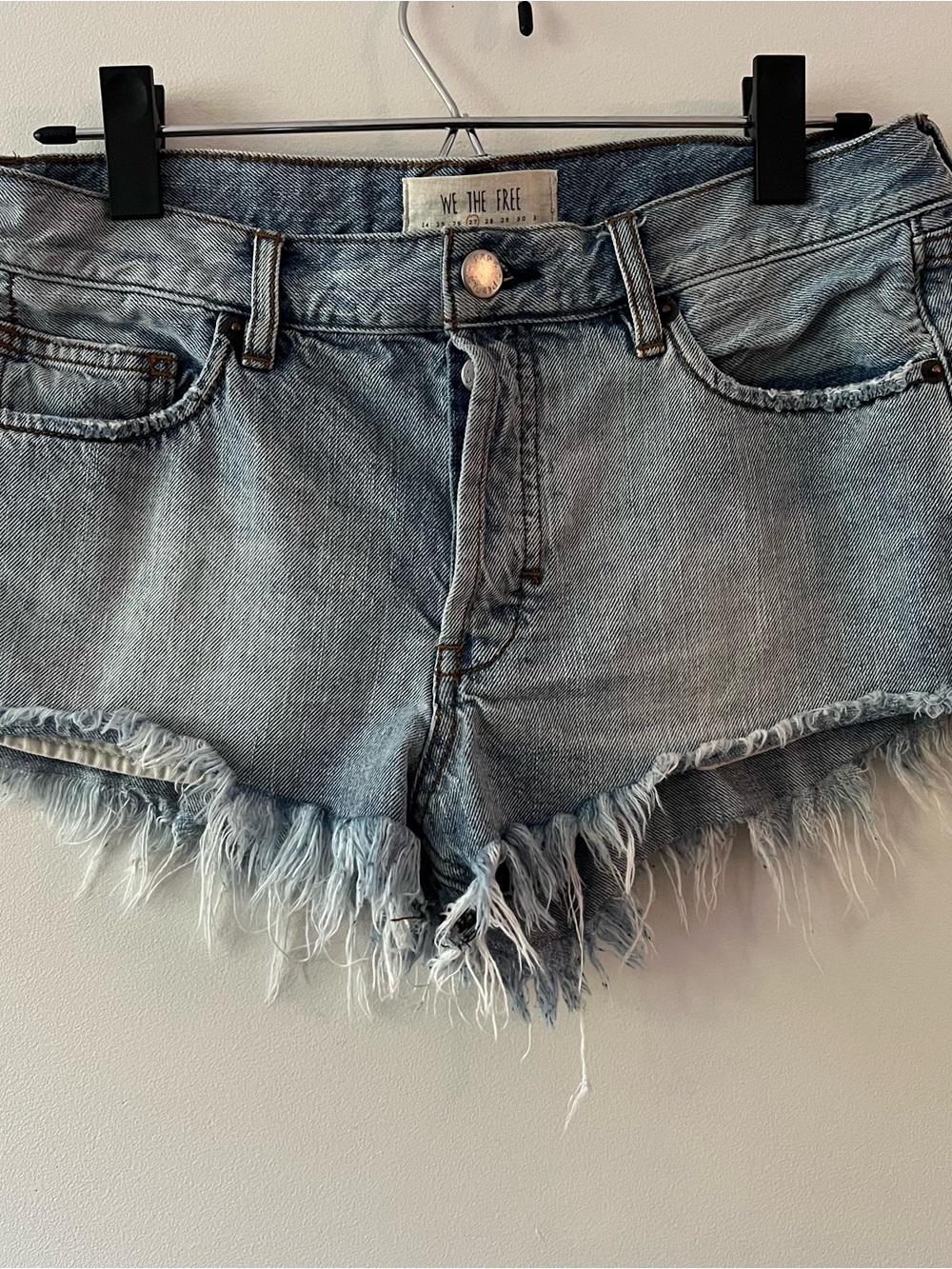 Free People We The Free Micro Mini Denim Shorts 27 EUC Button Fly